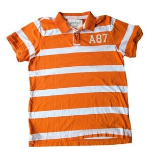 Aeropostale Rugby Polo Orange White Stripe‎ Polo Shirt A87 Boys XL TG